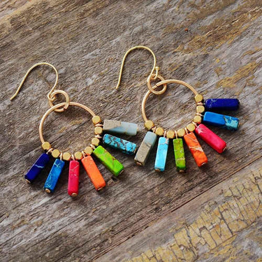 Impression Jasper Chakra Multicolored Drop Earrings-Your Soul Place